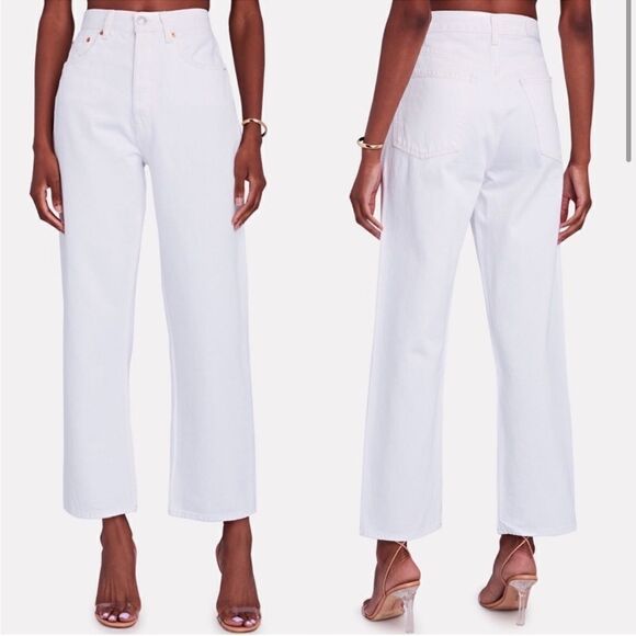 NEW RE/DONE 90s Crop Low Slung Jeans White Size 29 - Picture 2 of 9